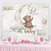 Lofaris Slight Grey Moon Balloons Star Sky Baby Shower Backdrop